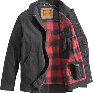 Concealed Carry Flannel Lined Canvas Shirt Jacket - Black | S